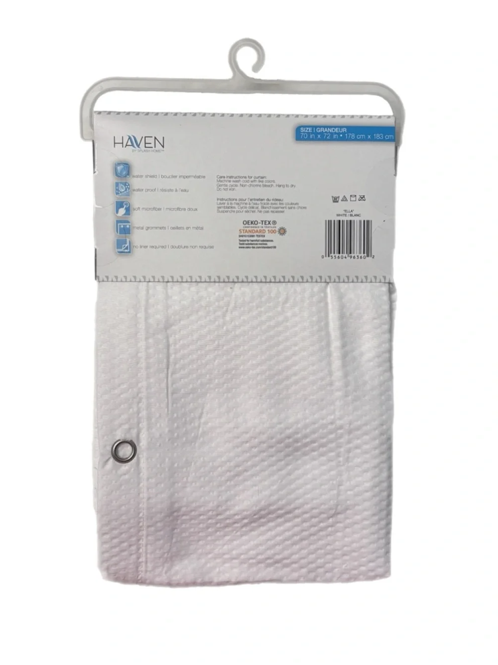 Splash HAVEN White Microfiber Shower Curtain or Liner - Picture 3 of 5